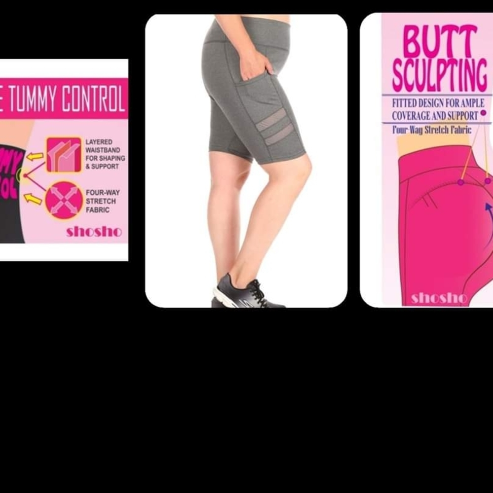 Shosho Gray and Black Sculpting Shorts 2-Pack Fitness Shorts Bundle